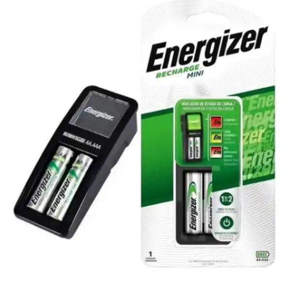 Cargador de pilas AA AAA MINI incluye 2 pilas AA RECARGABLES – ENERGIZER