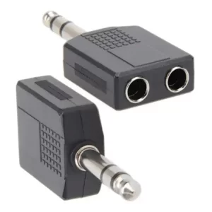 Adaptador Conector 2 JACK 6.5mm Stereo Hembra a PLUG 6.5mm Stereo