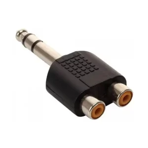 Adaptador Conector 2 RCA Hembra Stere a PLUG 6.5 Stereo Macho