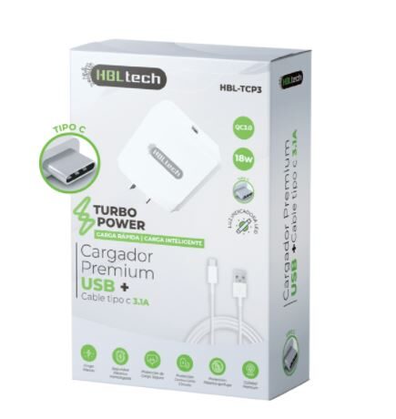 Cargador Tipo C Turbo Power 3.1A 18W  TCP3 – HBL TECH