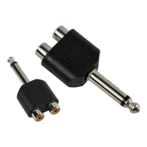 Adaptador Conector 2 RCA Hembra a PLUG 6.5 Mono