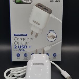 Cargador TIPO C Carga Rapida 3.1A + 2 USB – HBL TECH