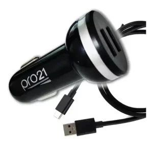 Cargador Rápido Auto 2 Usb 3.1A + Cable Tipo C - PRO21