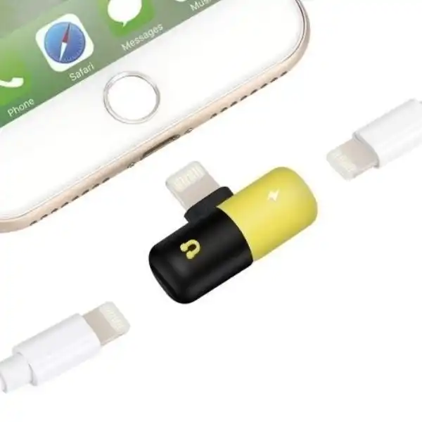 Adaptador Splitter IPHONE Macho a 2 Fichas CARGA + AURICULARES