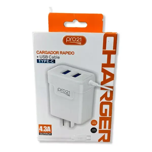 Cargador Carga Rapida 4.3A TIPO C – PRO21