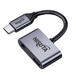 Conector USB C a audio 3.5mm auricular con Mic  y USB C hembra para Carga – NISUTA