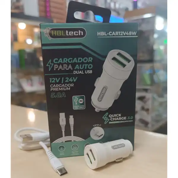 Cargador Auto USB TIPO C 5.8A – HBLTECH